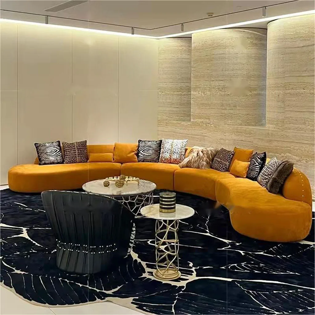 Curved High-End Light Luxury Sofas For Home Modern Fabric corner Sectional Sofa Set
