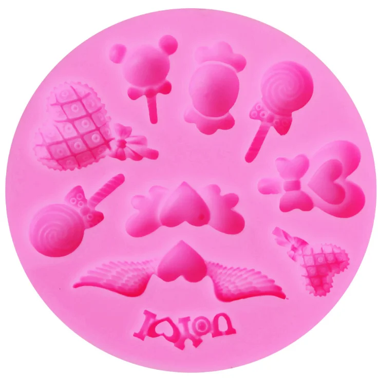 Factory Price Wings Love heart silicone Lollipop Cake Mold DIY Silicone Fondant Chocolate Baking Tool