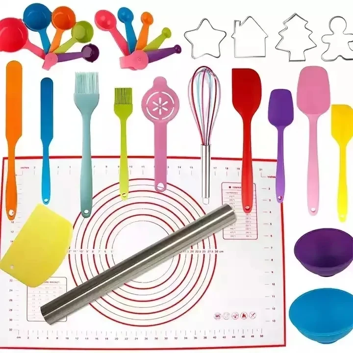 Custom Christmas Flour Mat Measuring Spoon Silicone Brush Scraper Decorating Pen Cookie Mold Children Baking Biscuits Tool Set