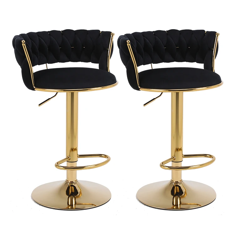 Modern Velvet Fabric China Golden White And Gold High Counter Stool  Swivel hand made high chairs for counter bar stool