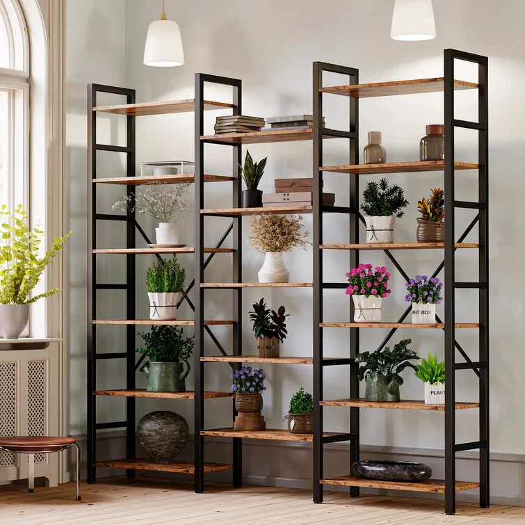 2024 New Innovation Living Room Furniture Sofa Set Living Room Wooden Library Wall Bookcase Metal Book Shelves