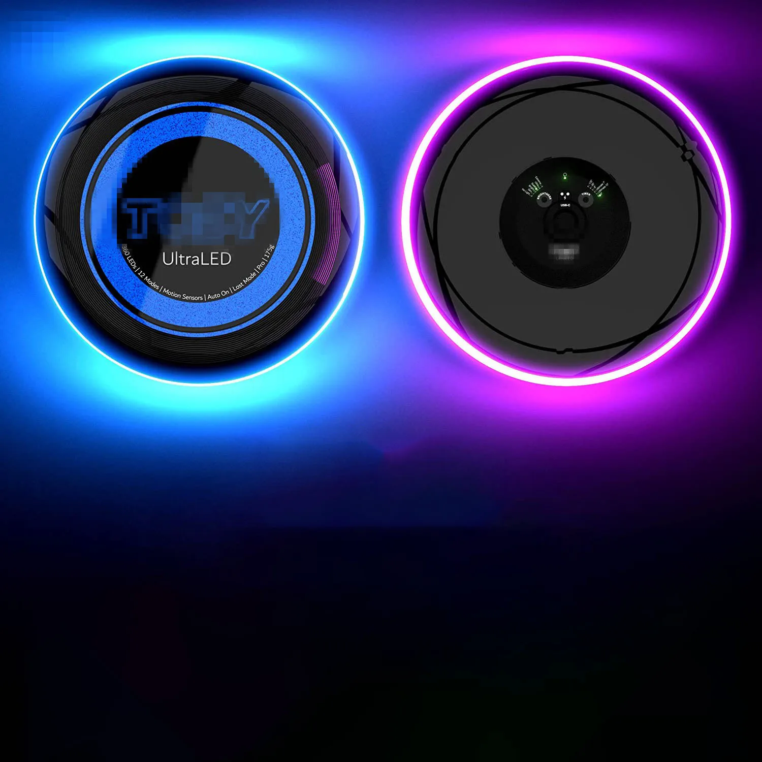 Flying Disc Custom LOGO  36 & 360 LED Flying Disc - Extremely Bright, Smart Auto Light Up, 175g  Adult Led Flying Disc