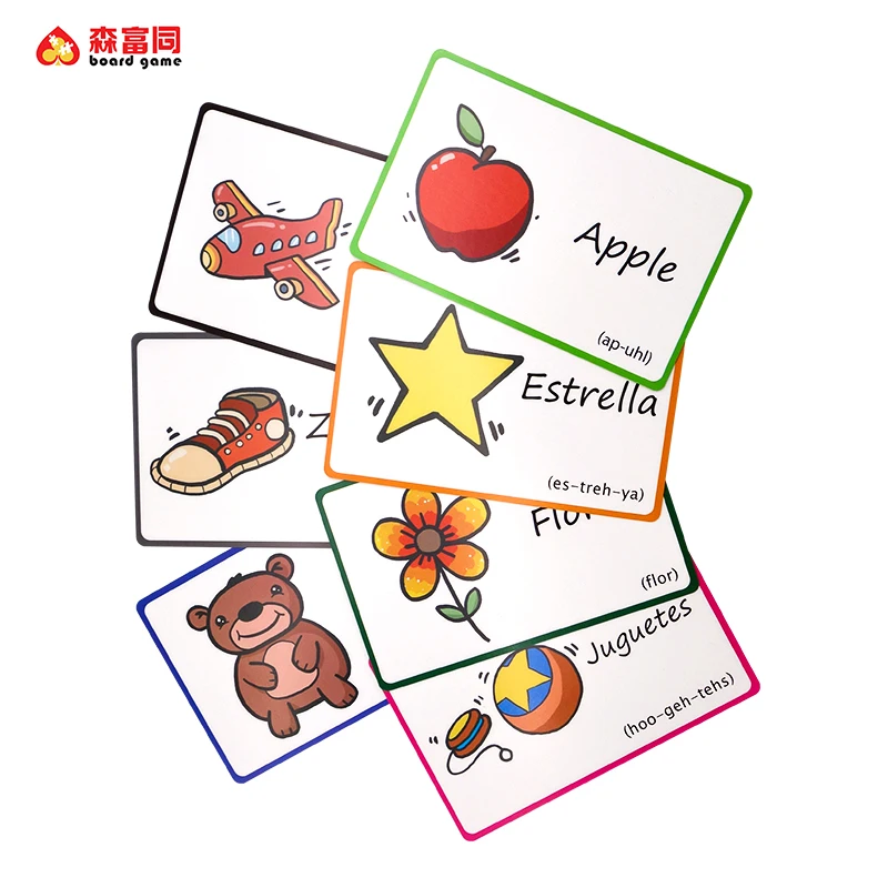 
Free Sample Custom Printing Spanish English Memory Game Flash Cards For Kids Educational 