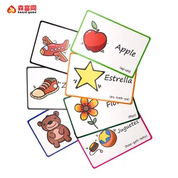 Custom Printing Language Spanish English Early Learning Playing Flash Cards For Kids