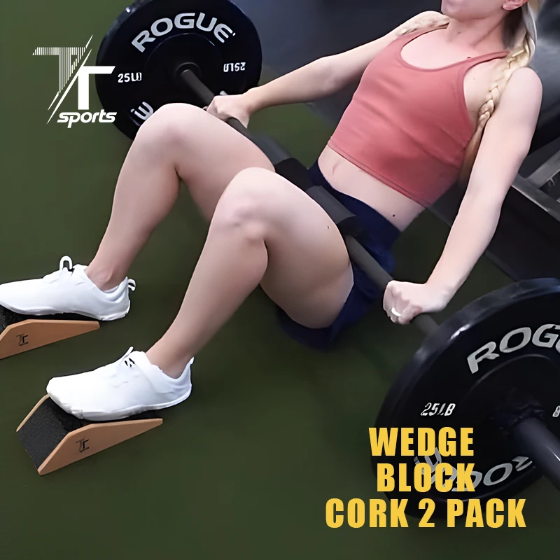 TTSPORTS Portable cork Calf Raise Block Squatting Heel Wedge Block set for Weightlifting, Squat,Deadlift,Yoga