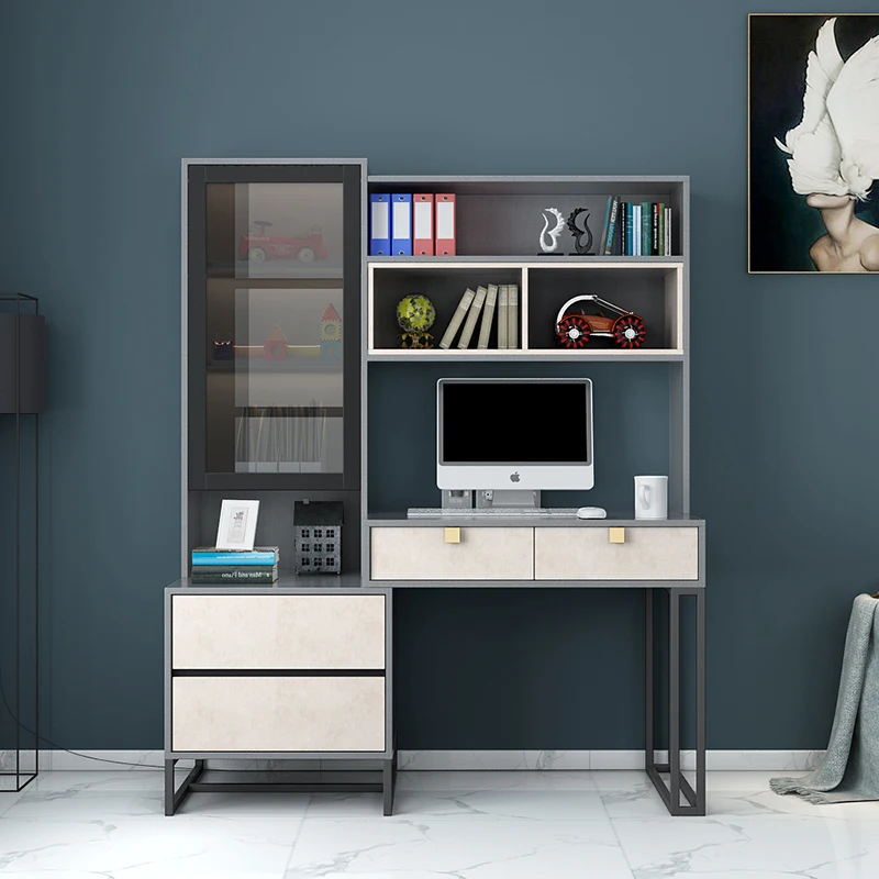 
Nordic light luxury desk bookcase combination bookcase &integrated modern simple desktop computer learning table 