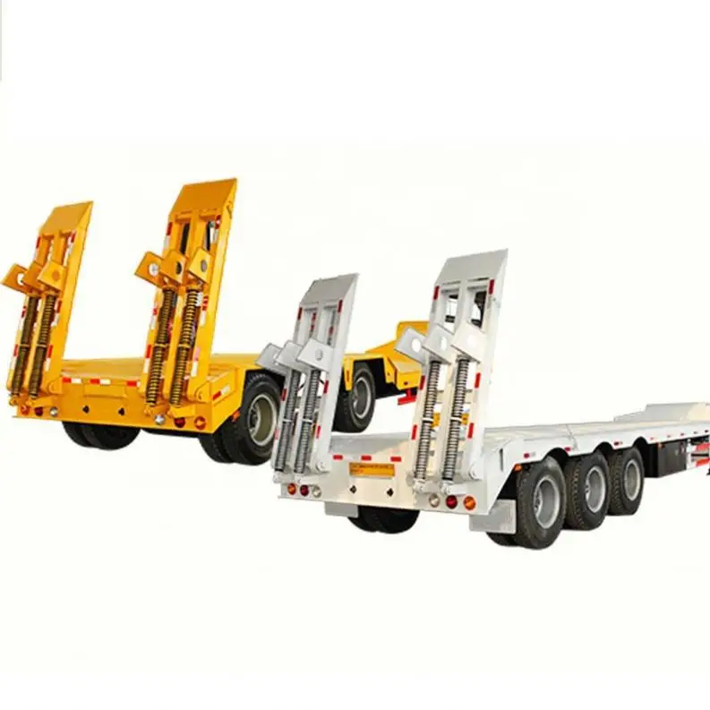 Hot Sale Lowbed Semi Trailer 4/5 Axle 60 80 100 Tons Gooseneck Low Loader Trailer Low Bed Lowboy Truck Trailer