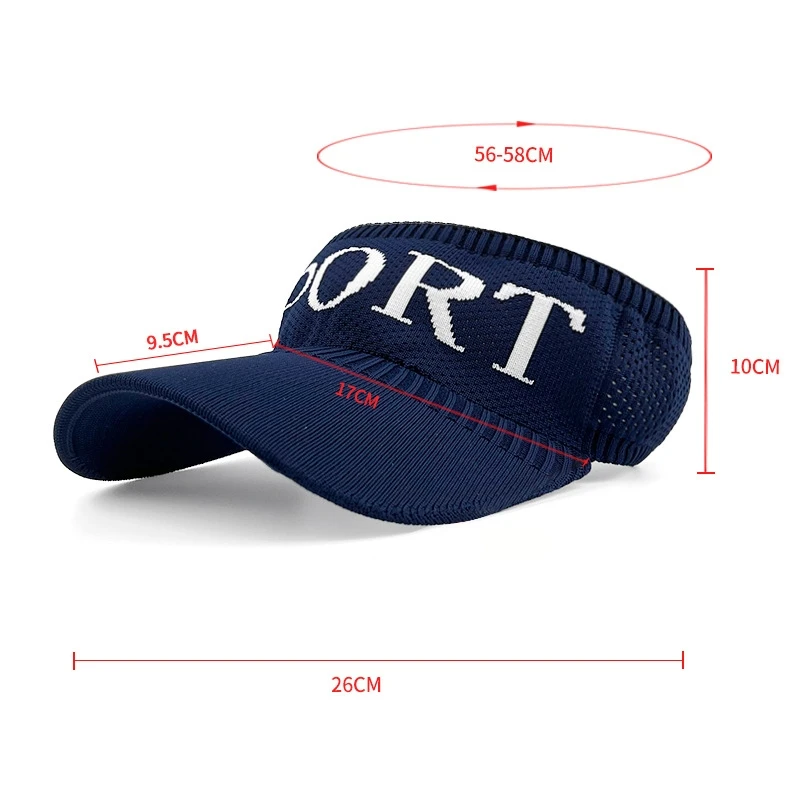 wholesale custom logo Widen sweatband sun visor cap fashion golf empty top hat