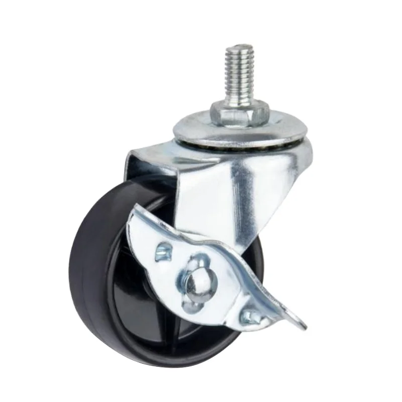 1/1.25/1.5/2 Inch Plastic Swivel Caster Wheels With Stem Furniture Black PP Casters Metal Industrial Wheels For Coffee Table