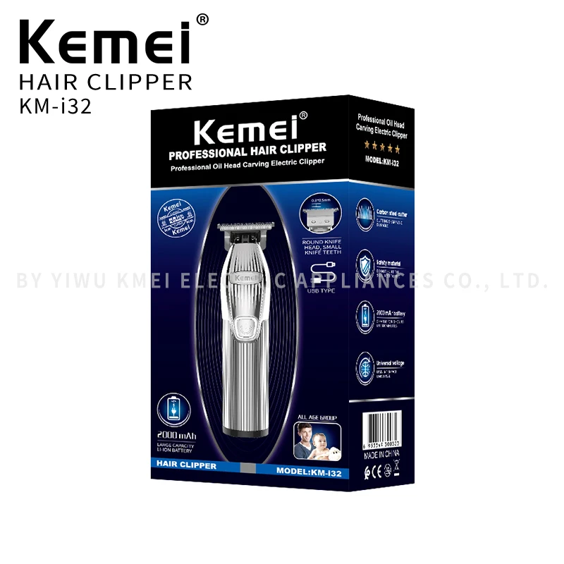 Kemei KM I32 Professional Men Electric Hair Clippers High Quality Hair Clipper USB Rechargeable Metal See Picture 2 Years 5V