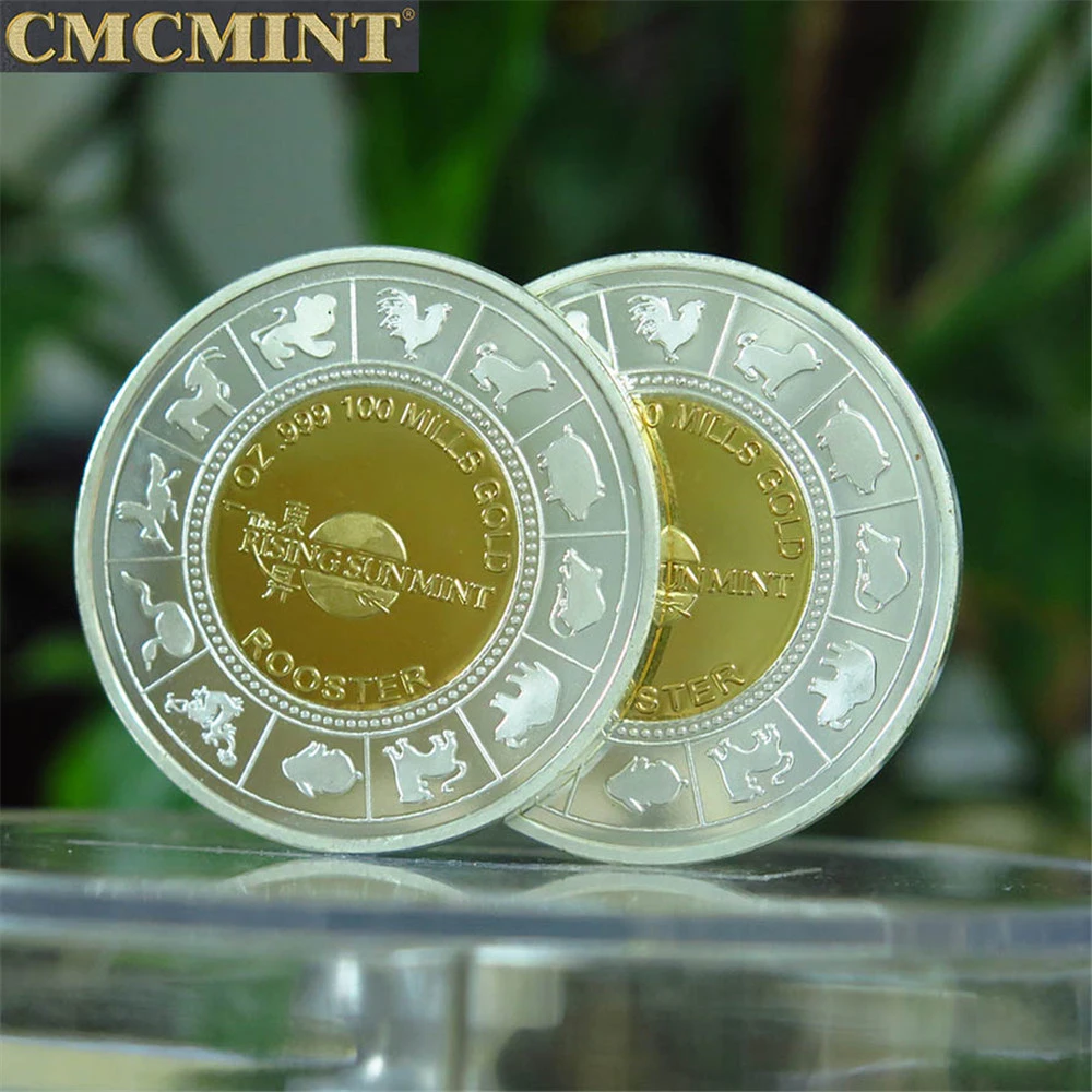 Оптовая продажа сувенирная металлическая монета дешевый Год Петуха 1 унция