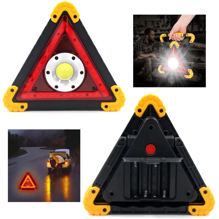 
Portable Car Emergency Rechargeable floodlight road hazard led outdoor spotlight Warning sign light triangle emergency light 