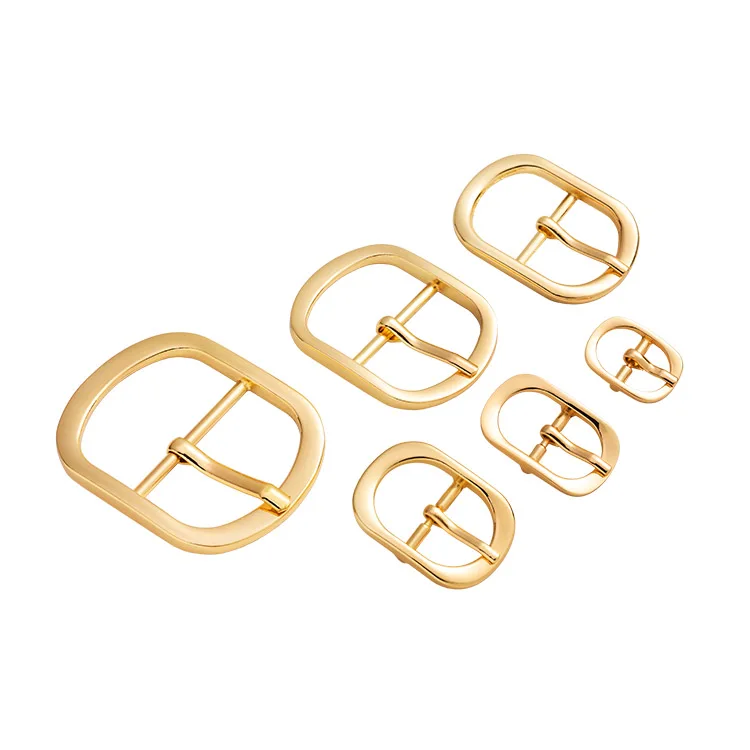 Factory Custom Oval Shape Buckle Light Gold Color Zinc Alloy Metal Pin Belt Buckles for Lady Belt Strap