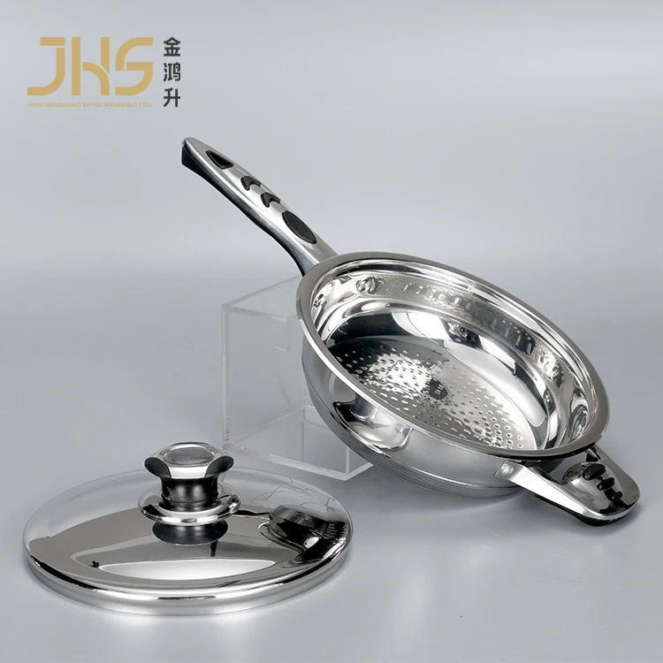 Sartenes Frigideiras Bratpfannen Padelle Stainless Steel Frying Cooking Pan With Lid