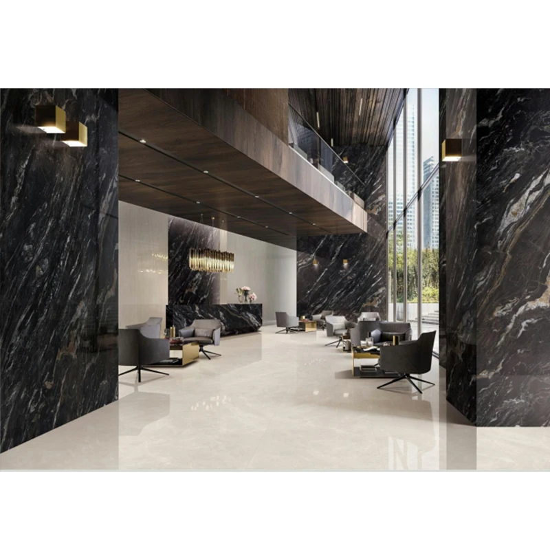 Porcelain Slab Artificial Marble Flooring Tile Background Wall Panels Black Sintered Stone Slabs
