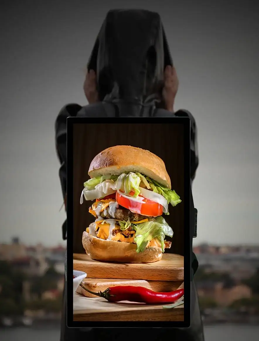 Rechargeable portable mobile LED backpack walking billboard for real estate extension customer