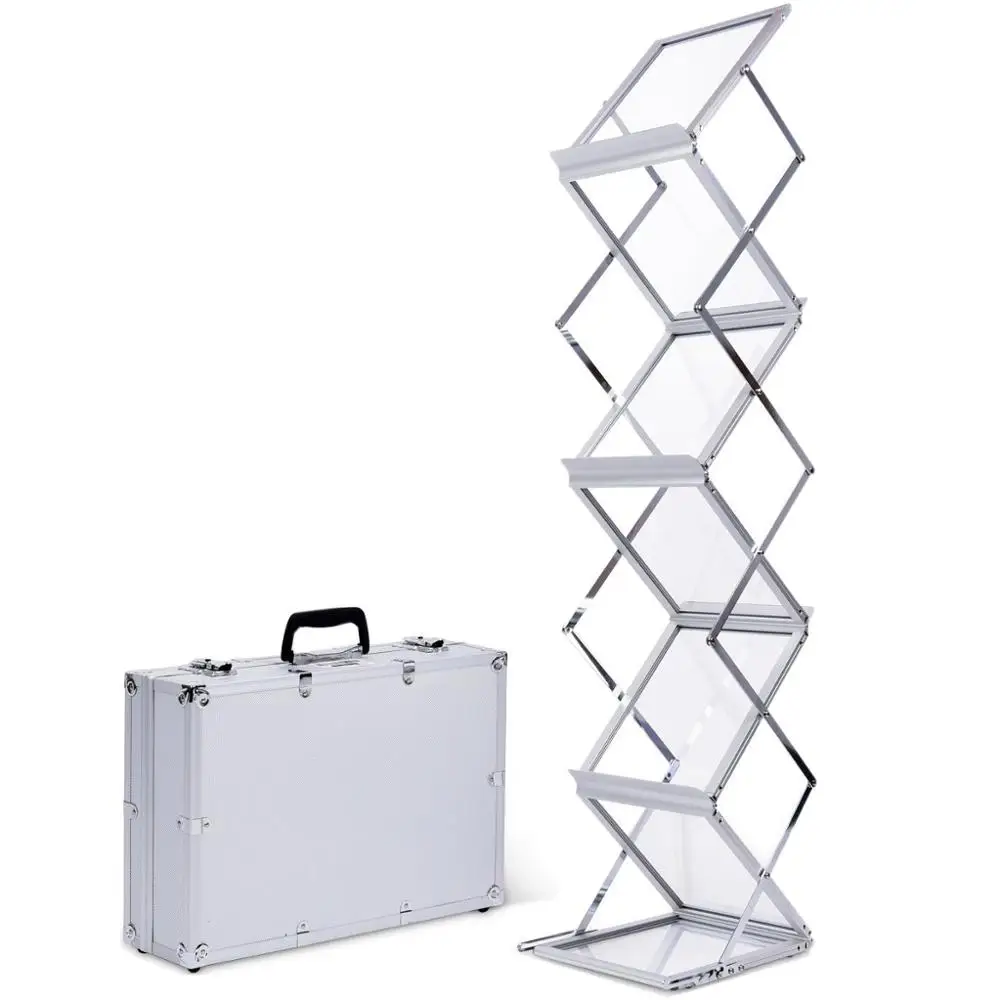 Aluminum Foldable Literature Holder for Tradeshow, Fair, Conference, Office Showroom