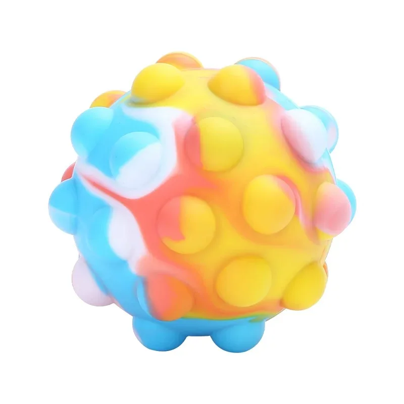 KCT 2021 Silicone Anxiety Antistress Ball Push Bubble Fidget Sensory Stress Rubber Relief 3D Rainbow Round Anti Stress Ball