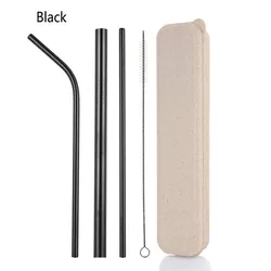 Цветная многоразовая металлическая 304 трубочка для питья из нержавеющей стали с лазерным логотипом в коробке