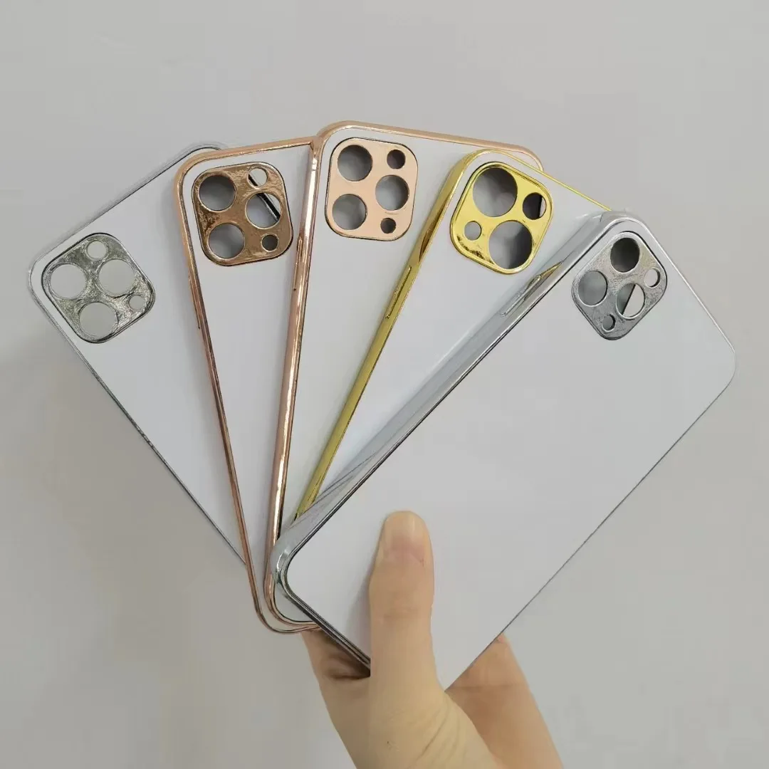 Wholesale 2D TPU Cover Sublimation Cellphone Case for iPhone 13 Pro Electroplate 2D Blank Sublimation Phone Cases Gold