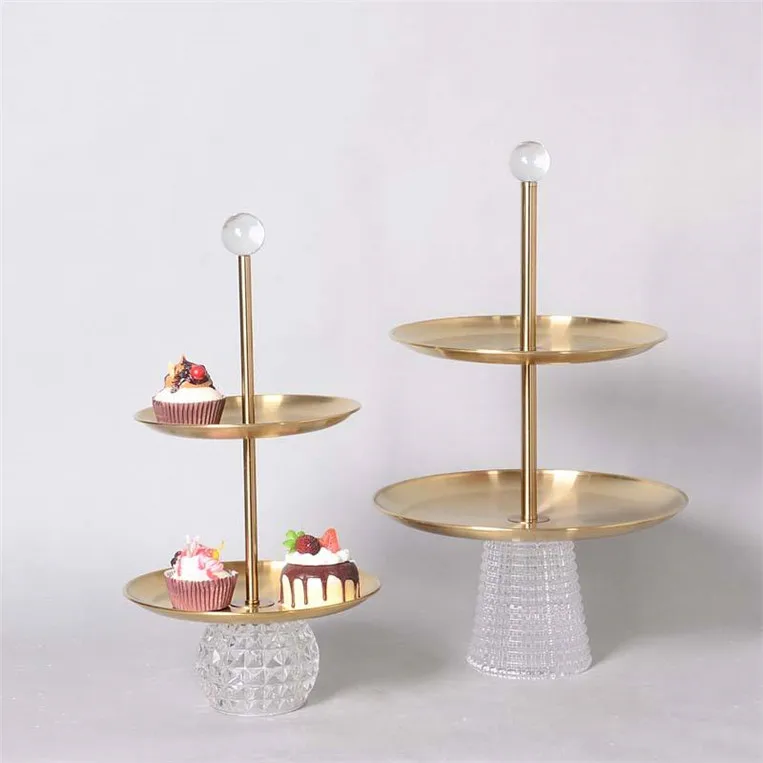 Decoration 2 Layer Fruit Plate Set Luxury Dessert Plate Home Snack Cake Tray Candy Snack Serving Tray With Lid Multi Layer