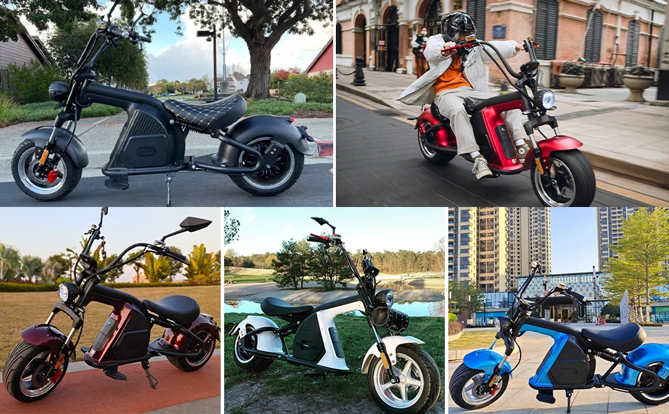 UNIEBIKE DOT Approved M8 Electric Motorcycle for Adults 37MPH 2000W Motor 60V 30Ah Lithium Battery Chopper Electric Scooter