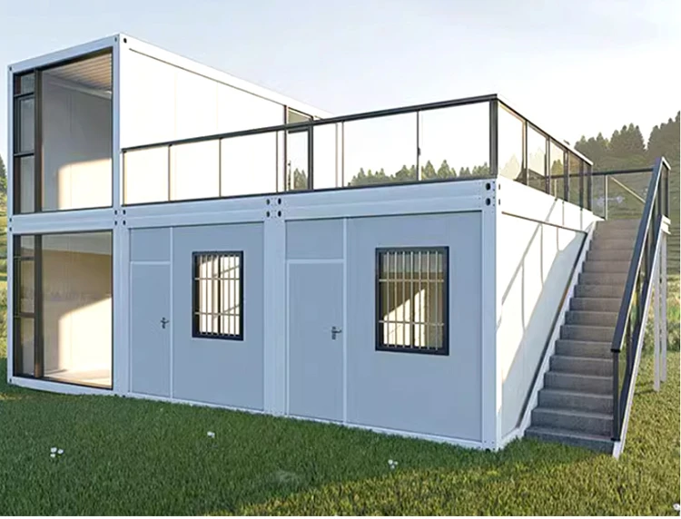 Amenities Building Prefab Flat Pack Prefabricated Multi Layer Duplex Container House  For Family Office Shop Hospital
