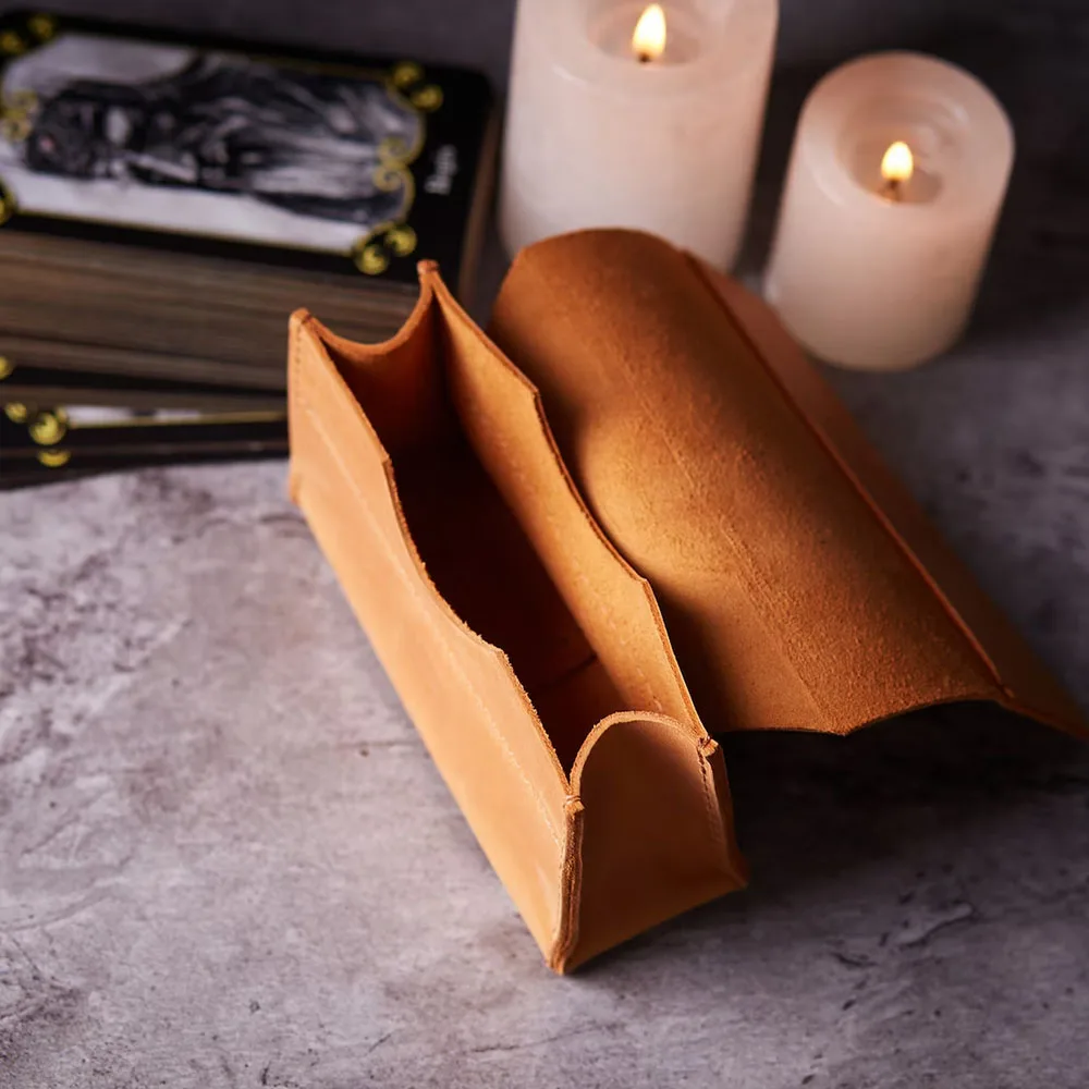 Leather tarot card holder, Tarot deck box, Personalized tarot card case