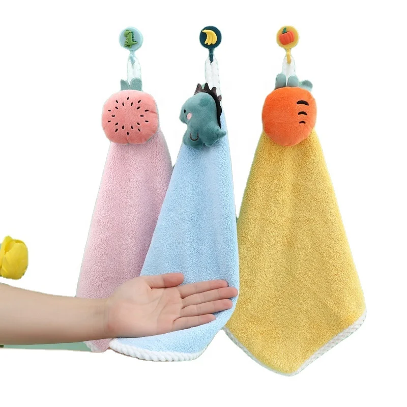 Cartoon Hand Towels Kitchen Bathroom Hand Towel With Hanging Loops Quick Dry Soft Absorbent Microfiber Drying Hand Towel Wipe