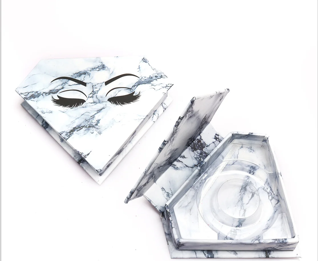 Eyelashes custom diamond style eyelash marble design empty packaging box