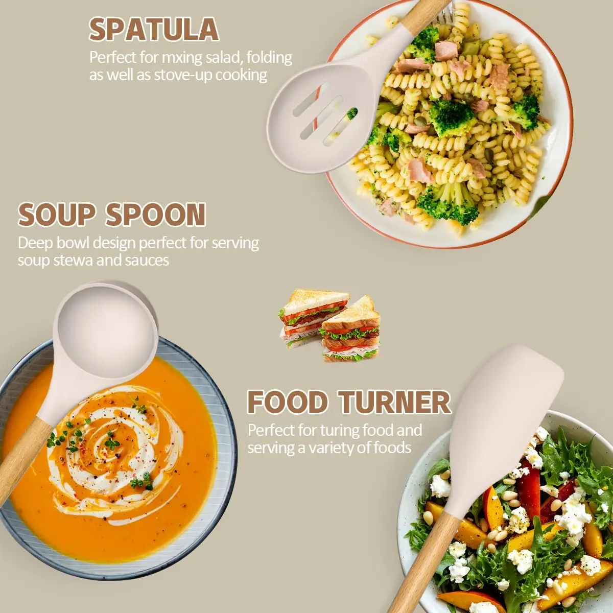 silicone cutlery set kitchenware set cookware kitchenware set Suitable for family dining