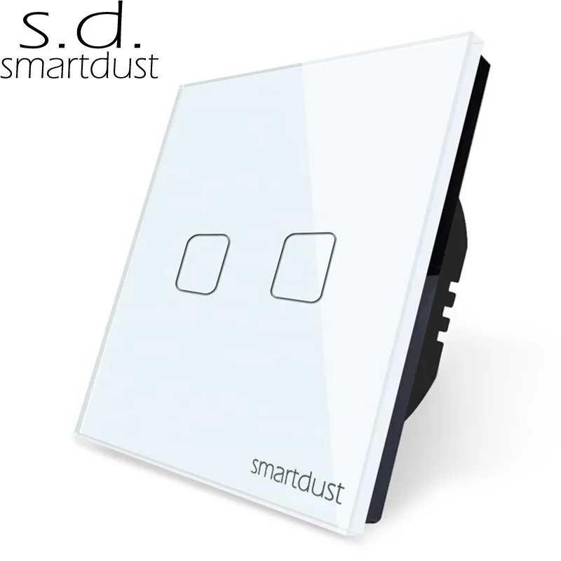 Smartdust EU 2 Gang 3 Way Stair емкостный сенсорный выключатель из закаленного стекла для стены Tactil Vias Light
