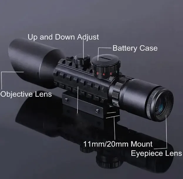 Foreseen M9 3-10X40 EG Optics Red Green Illuminated Sight Scope with Red Dot Laser for Outdoor Hunting