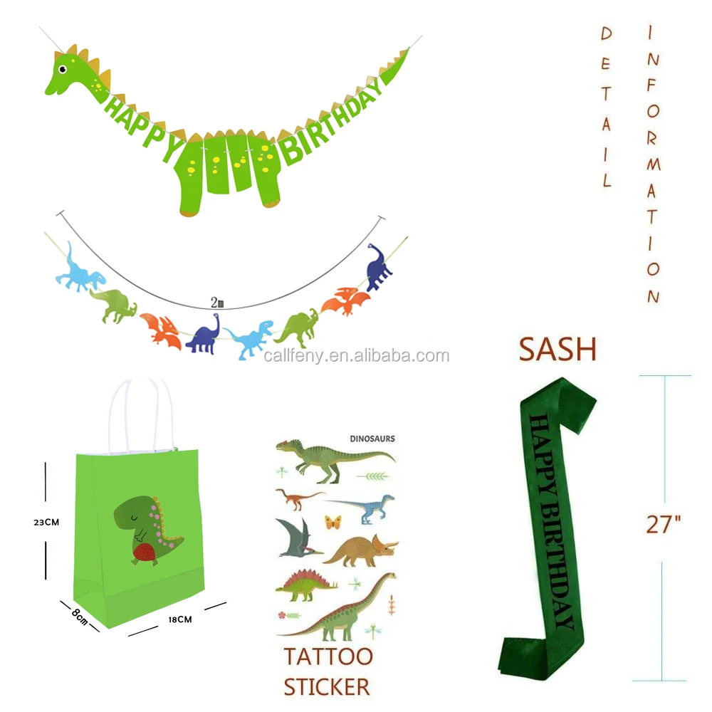 Новый дизайн, товары для вечеринок с динозавром для мальчиков, баннер на день рождения, гирлянда, Сумка с помпоном, для детского дня рождения