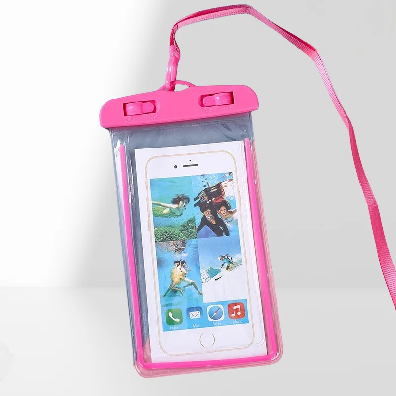 PVC luminous mobile phone waterproof bag transparent rain-proof swimming hanging neck seal bag protection mobile phone