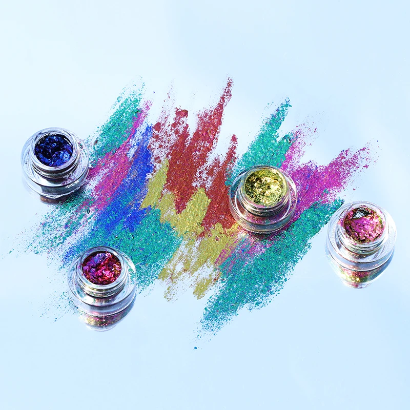 Private Label infinite Chrome Flakes Cream Eye shadow Multi-chrome Chameleon cosmetic glitter flakes Gel Eyeshadow