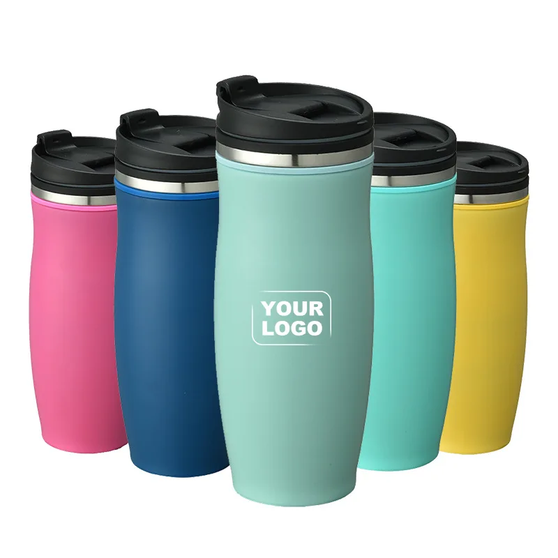 SJB047 401-500Ml New Double Wall Plastic Stainless Steel Car Custom logo Travel Matte Coffee Mug Gym Water Bottle