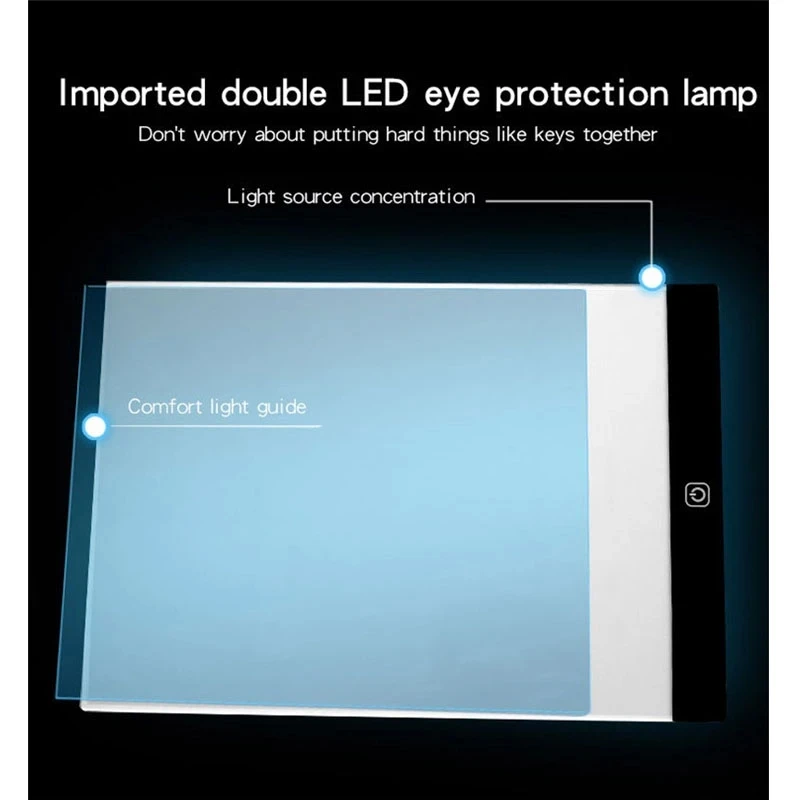 A4 Size 3 Level Dimmable Board Kids Tablet Sketching Practice Drawing Board LED Light Pad