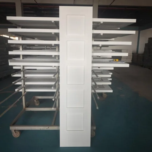 18 in x 80 in Shaker 5-Panel Solid Core Primed MDF Prehung Interior Door with Lock and Frames