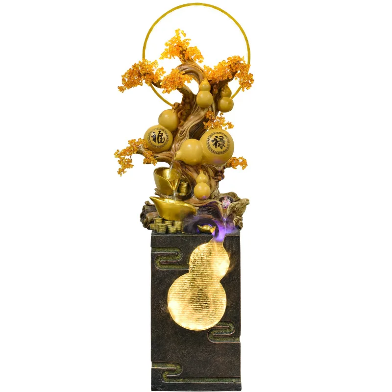 Chinese-style Gourd Rockery Flowing Water Fountain Ornaments Living Room Entrance Hall Store Opening New Home Gift Lucky Deco