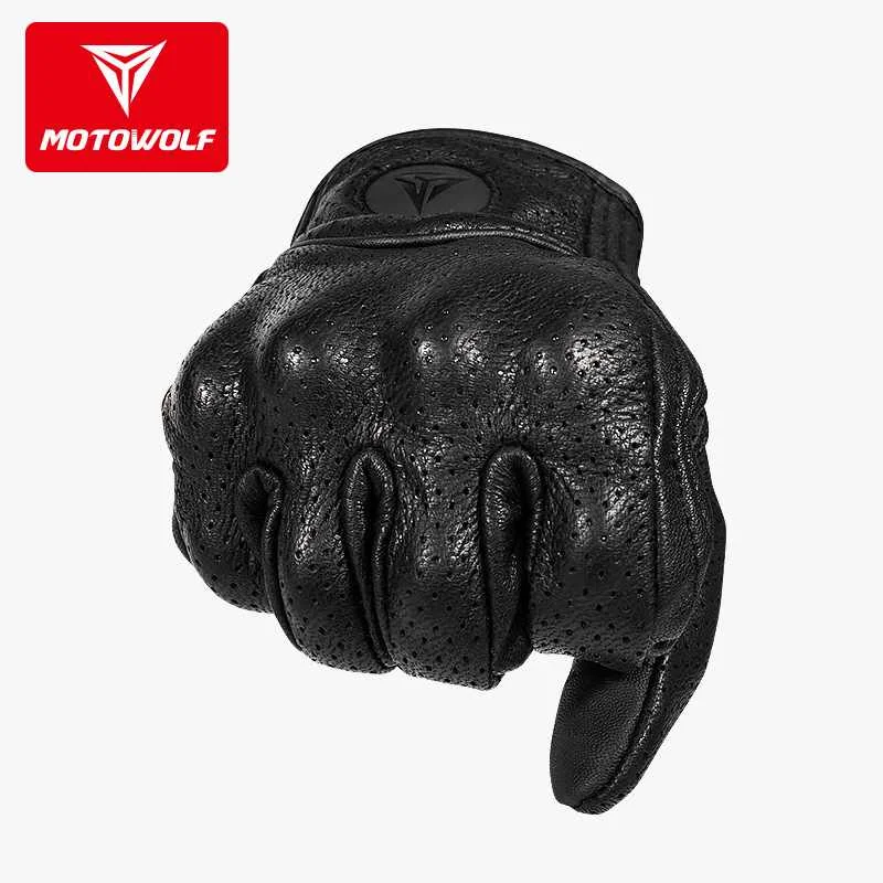 Premium Durable Abrasive Touchscreen Breathable Sheep Leather Riding Driving Motorcycle Gloves