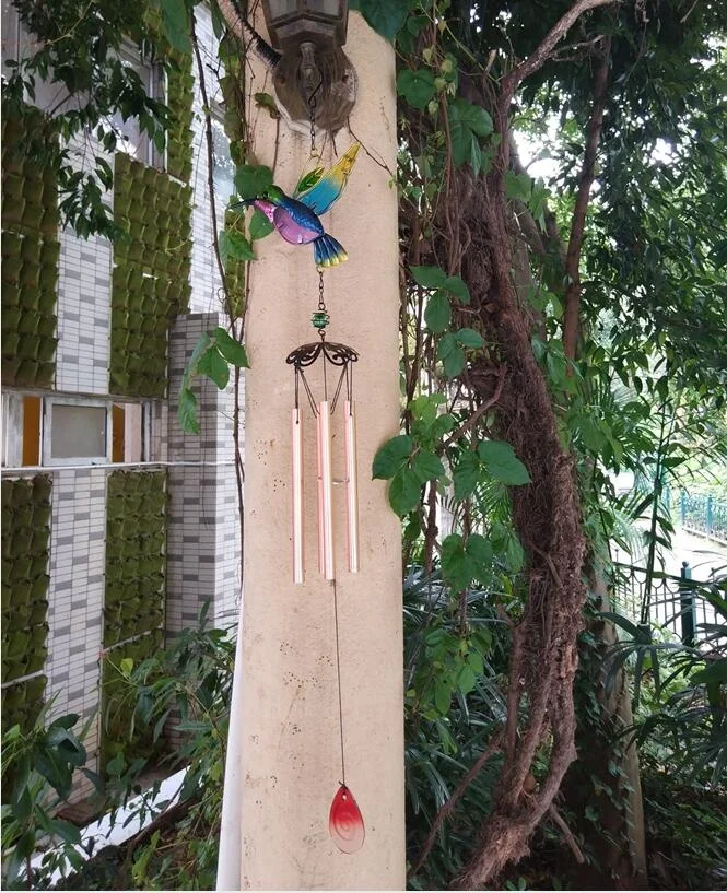 Wholesale Stain Glass Hummingbird Wind Chimes Suncatchers for Window, Home, Garden, Yard Decoration Indoor Outdoor Decor