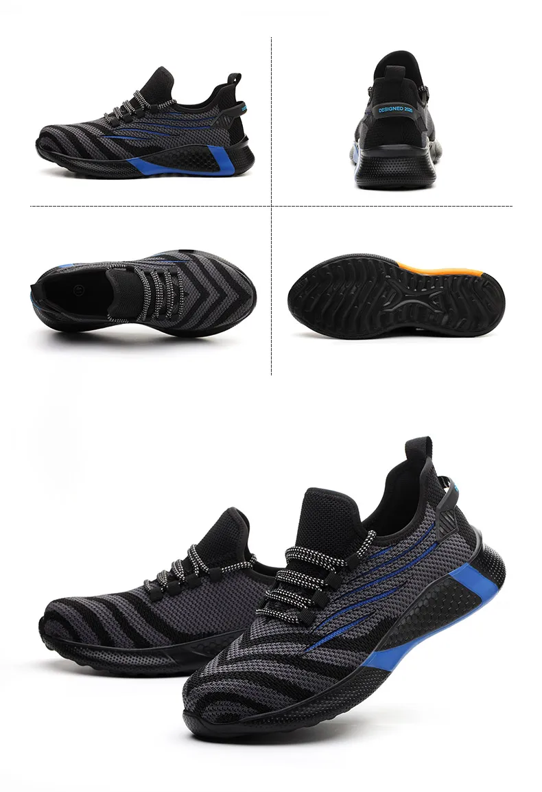 SAFETY Construction Protective Security Work Boots Lightweight Flying Knit Upper Steel Toe Safety Shoes