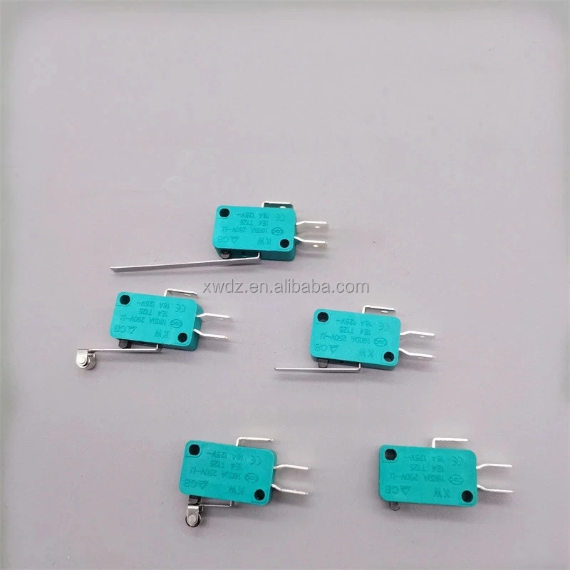 KW12 Self-reset/Momentary Micro Switch 4.8mm Copper Contact Copper Contact Roller Long Handle Short Handle