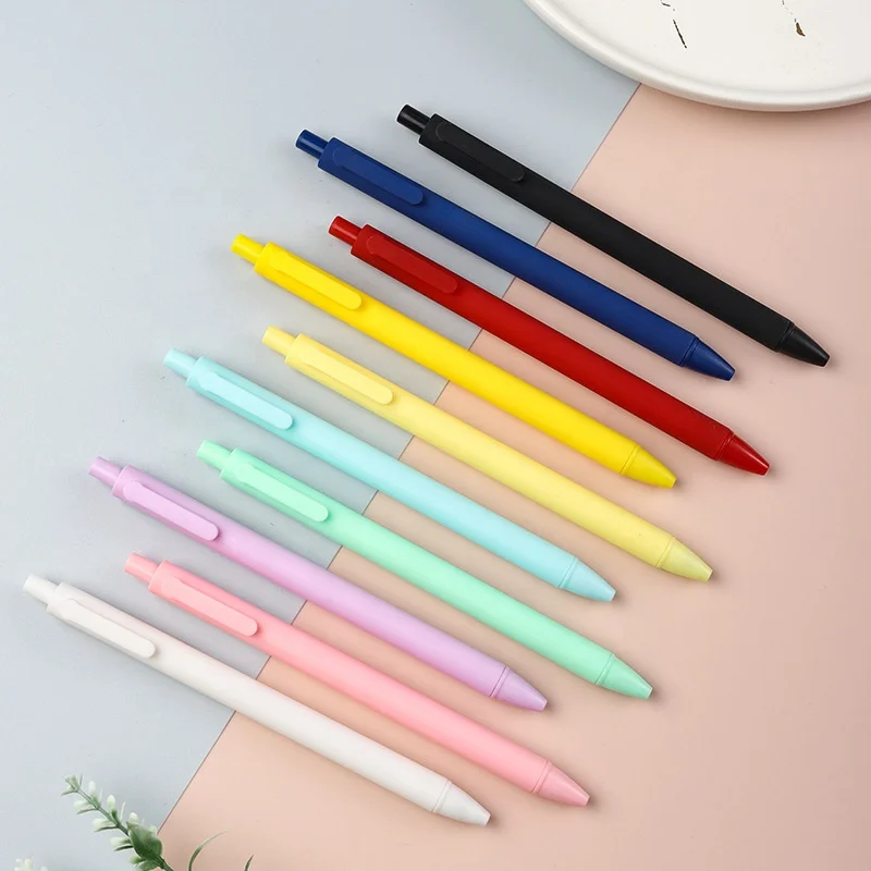 Hot Selling Advertising School Gift Ball Pen Custom Logo Click Pen Macaron Multi-color Plastic Ballpoint Pen