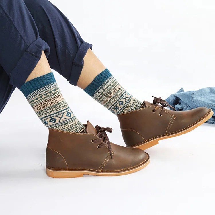 Custom thick autumn winter warm stripe wool business men socks