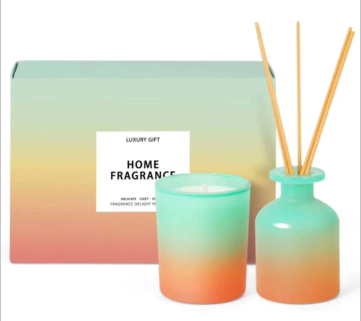 Summer and Spring Soy Wax Good Fragrance Scented Candle and Reed Diffuser Gift Set