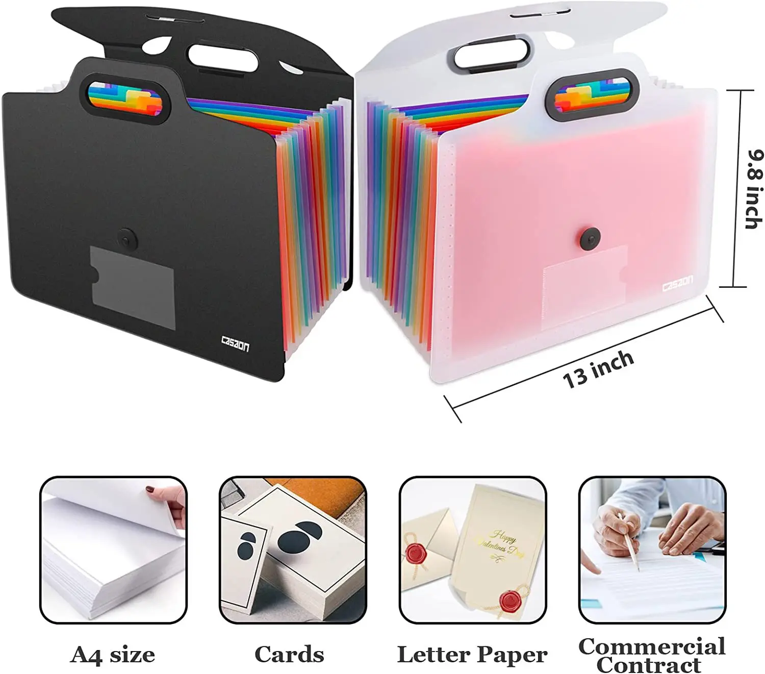 Hot Selling 13-Pocket Portable Accordion File Pack Plastic Office File Folder Bag And Holder Pattern For Document Storage