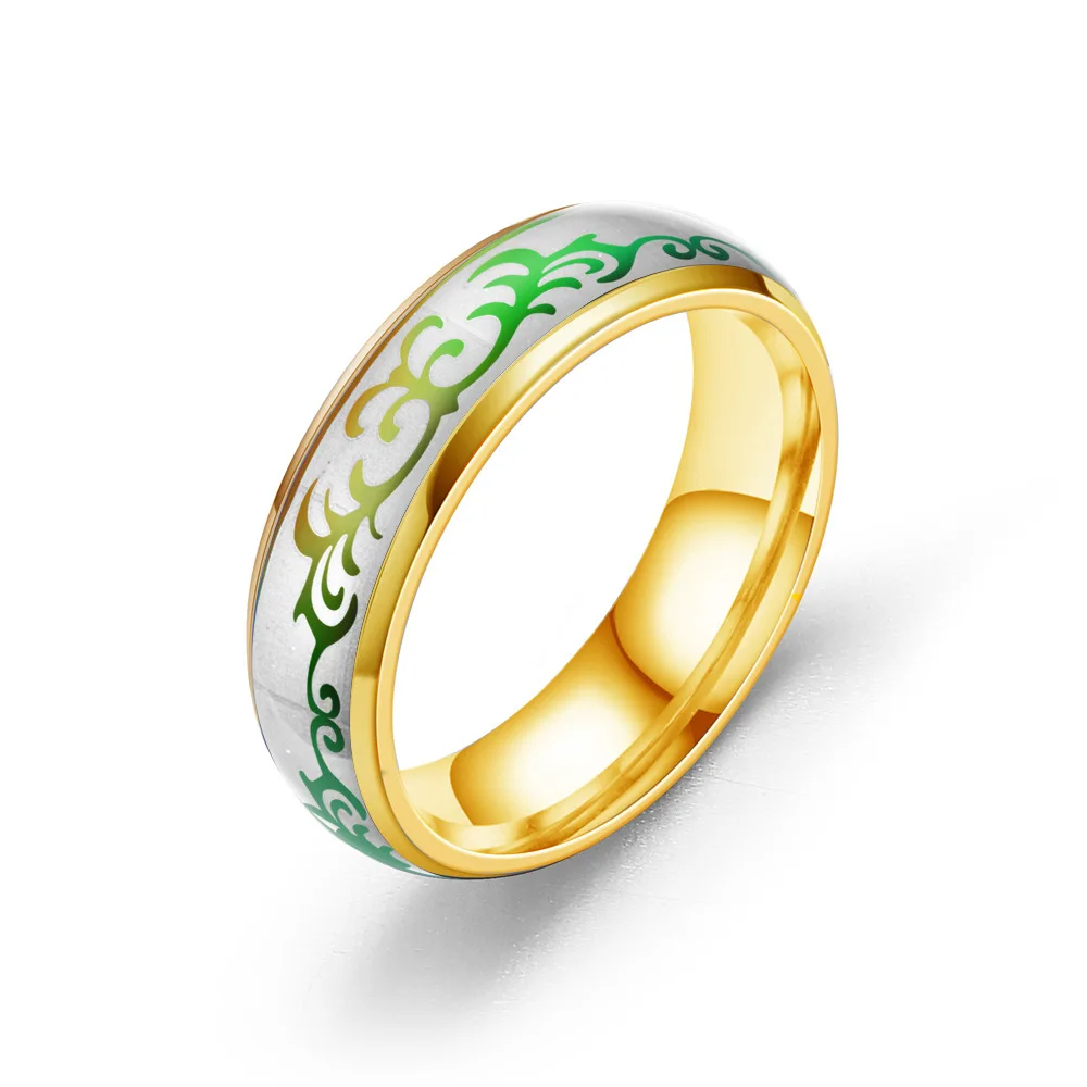  stainless steel Grass mood rings temperature change colors titanium men and