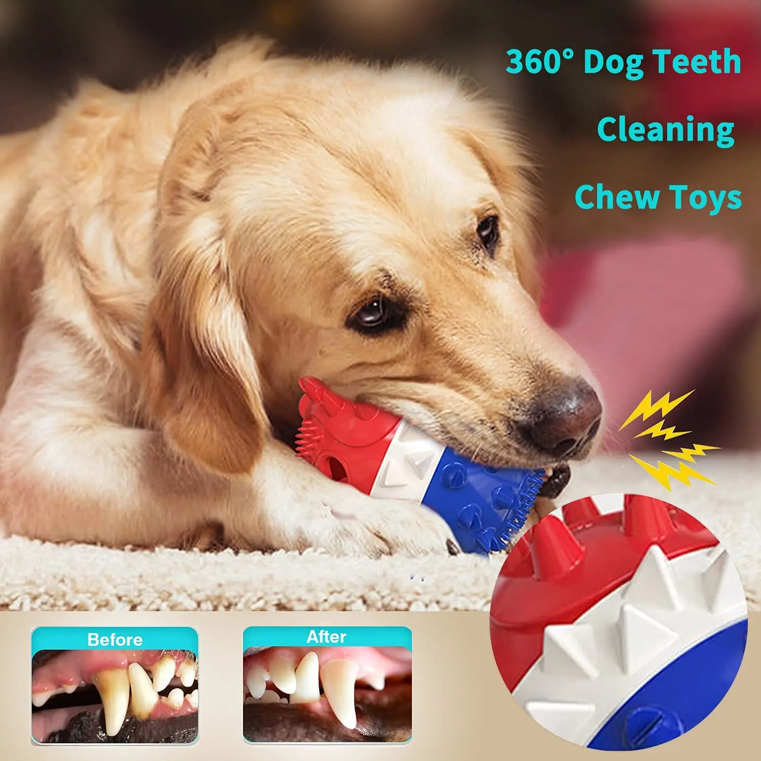 Dog Chew Suction Cup Tug of War Toy Pet Aggressive Chewers Rope Puzzle Toothbrush Multifunction Molar Squeaky Toys